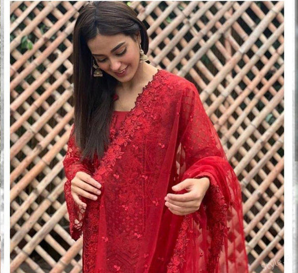 Iqra Aziz Luxuxy Net Dress Design No : 1058