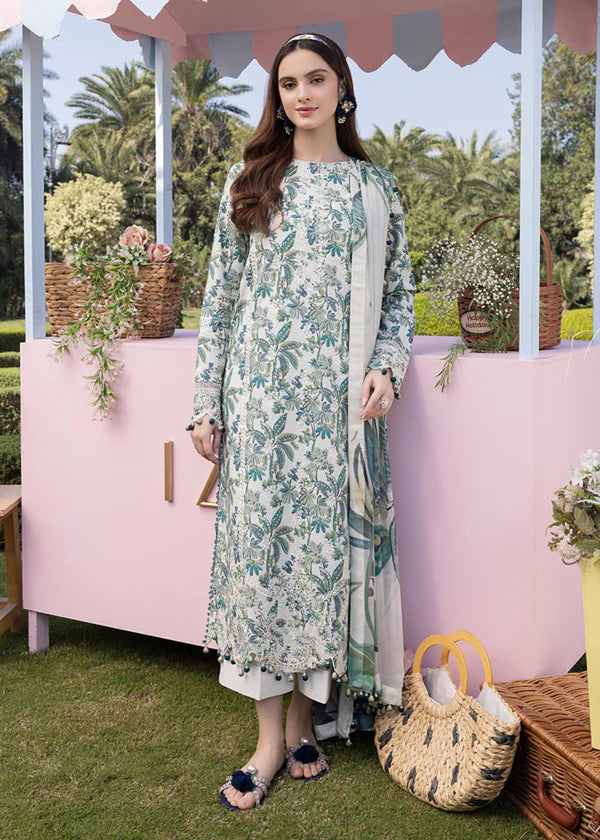 CRIMSON LAWN EMBROIDERED & PRINTED 3 PIECE DRESS - 1872