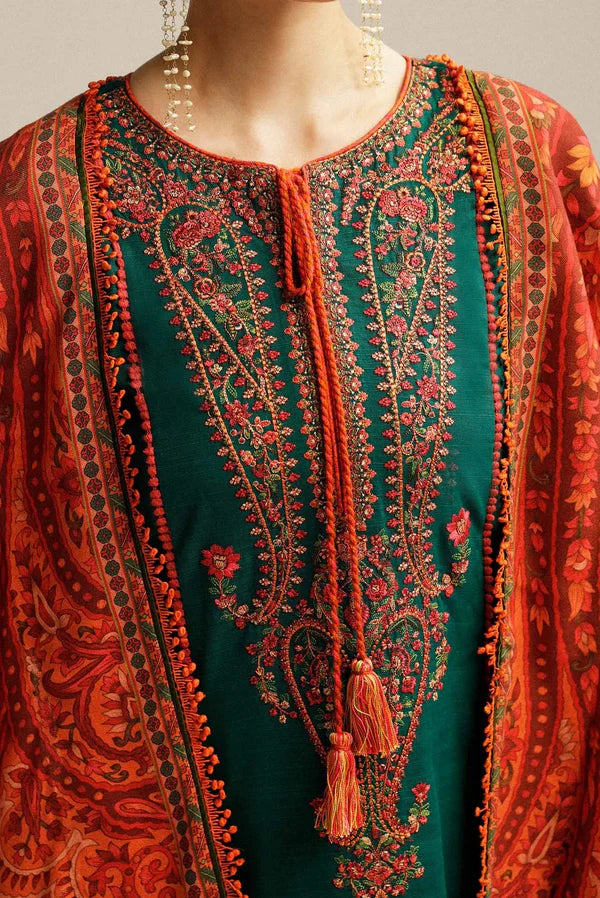 Hussain Rehar - Luxury Lawn Embroidered Unstitched 3 Piece - Marjaan - 1892