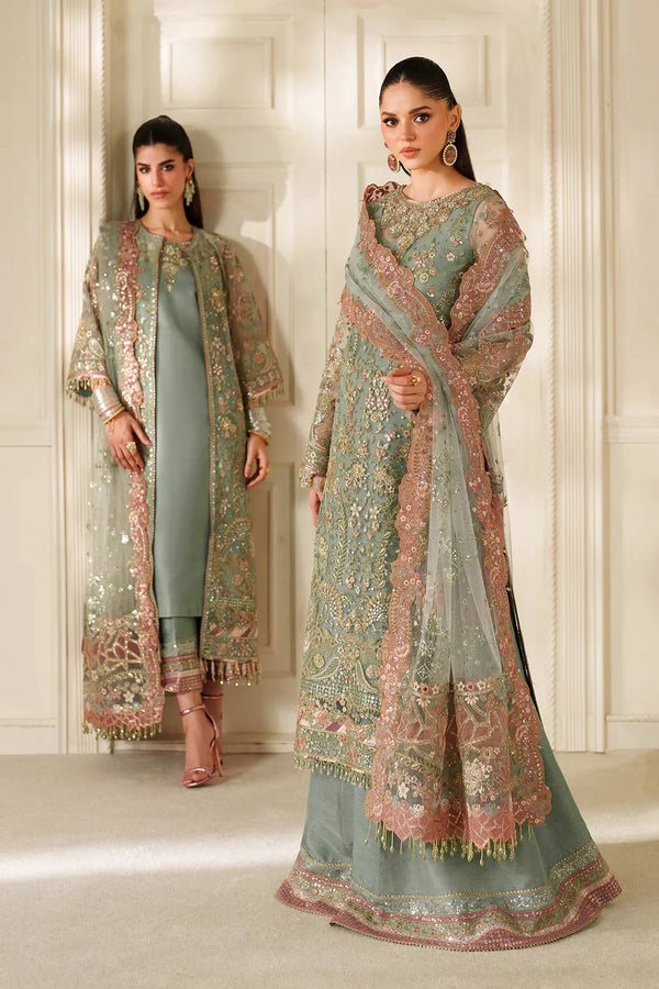 Baroque Net Hand Embellished & Embroidered 3 Piece Dress -1913