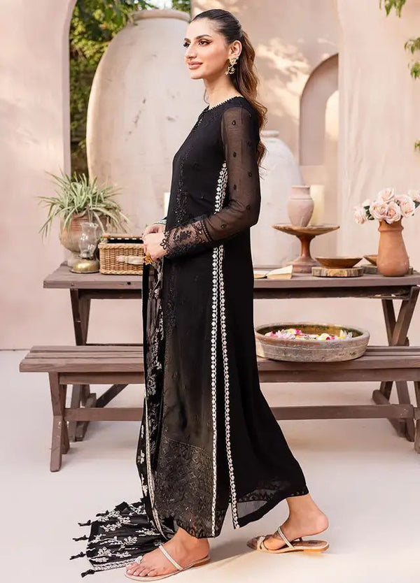 Azure Black Semi Pure Chiffon Formal Collection 3pc