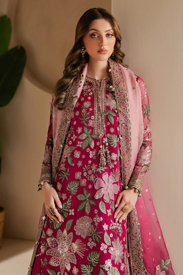 Jazmin Luxury Chiffon Unstitched 3 Pc Embroidered Collection WF-25-03 Rose Rediance D - 1835