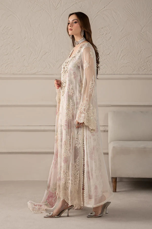 Maria B Chiffon Embrodiered & Digital Printed 4 Piece Dress - 1909