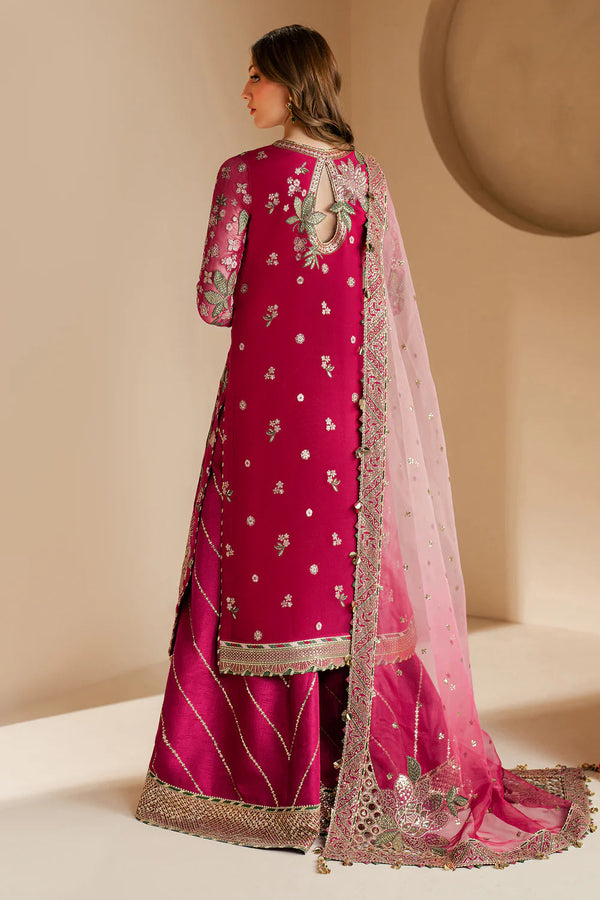 Jazmin Luxury Chiffon Unstitched 3 Pc Embroidered Collection WF-25-03 Rose Rediance D - 1835