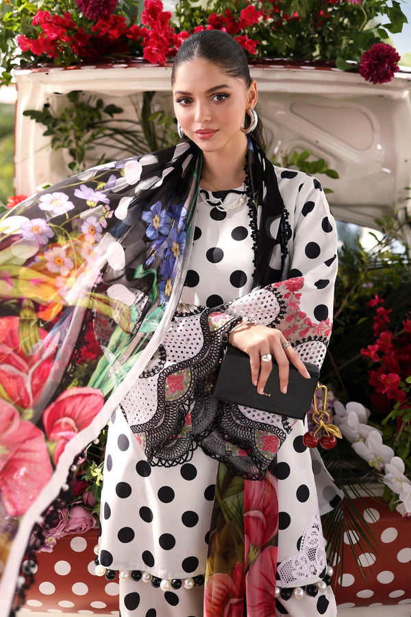 MARIA B LAWN EMBROIDERED & PRINTED 3 PIECE DRESS | 1957 WHITE