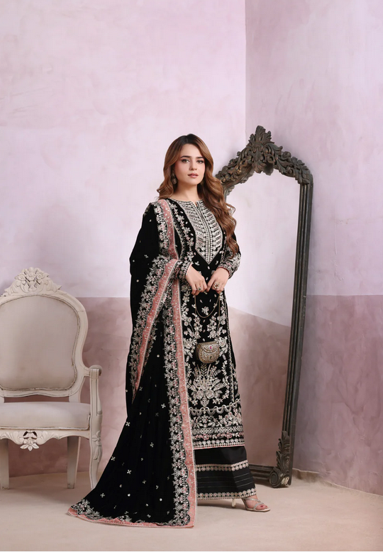 Aneelas Wedding Chiffon Embroidered Unstitched Collection Sumbal-01 D - 1870