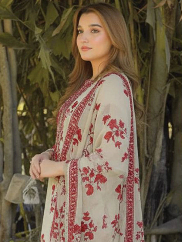 ANEELAS LAWN EMBROIDERED & PRINTED 3 PIECE DRESS - D 1871