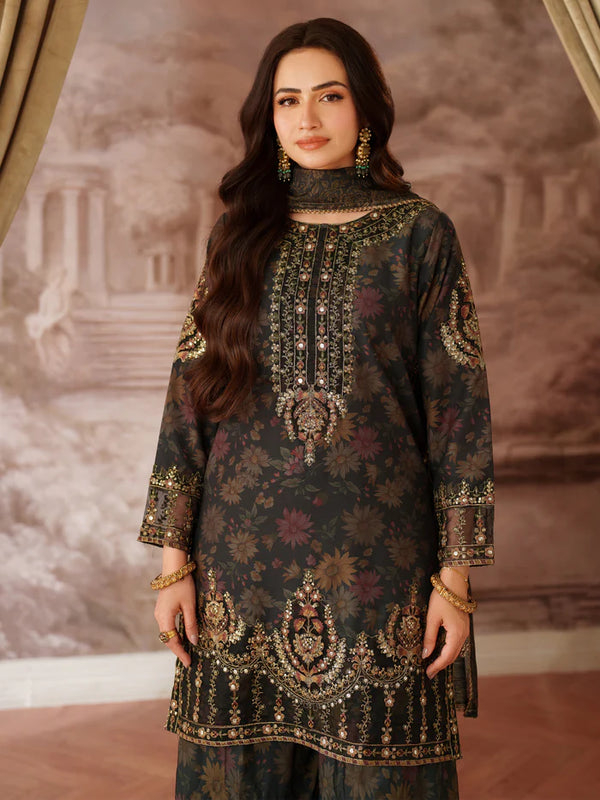 Mohagni Lawn Embroidered & Printed 3 Piece Dress - 1911
