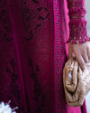 1771 Qalamkar Chikankari Lawn Suits Unstitched 3 Piece QLM25SL FK-11 Violet - Summer Collection