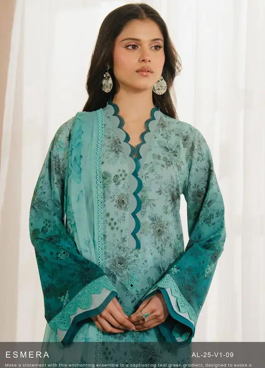Ayzel by Afrozeh Printed Lawn 3 Piece AAF25AM D-09 Esmera - Summer