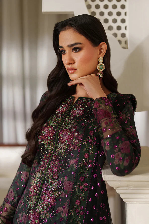 Iznik Luxury Printed & Embroidered Unstitched Lawn Suit - 1906 Black