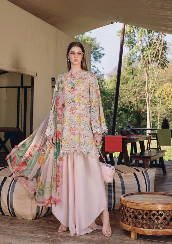 Maria b Lawn Chikankari Embroidered & Printed 3 Piece Dress - 1933 B