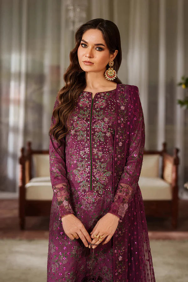 Iznik Luxury Printed & Embroidered 3 Pc Unstitched Lawn Suit UE-538 Magenta - 1906