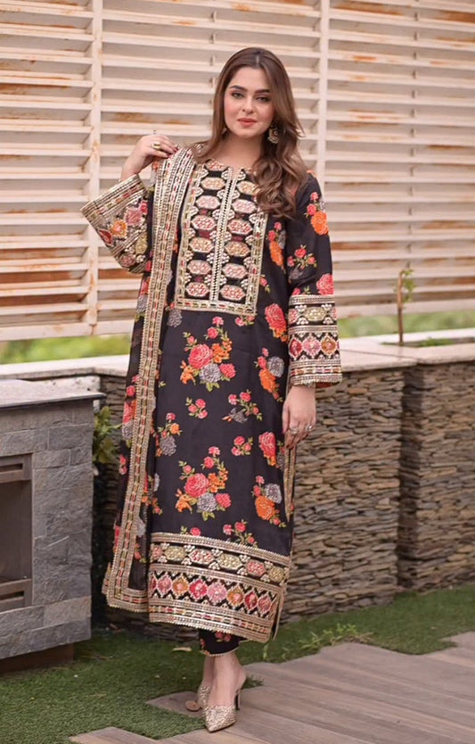 Aneelas Formal Silk Dress BLACK