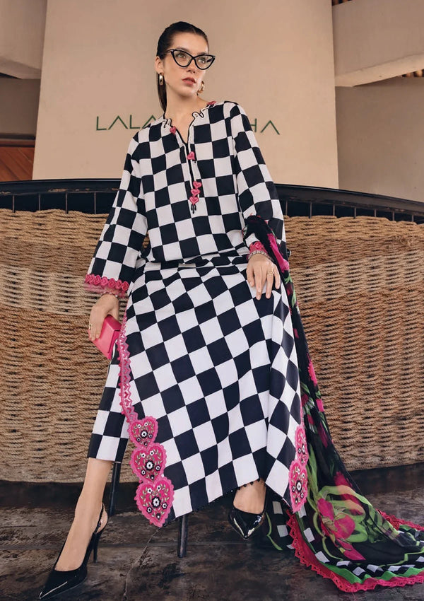 Maria B Lawn M Print Embroidered & Printed 3 Piece Dress - 1928
