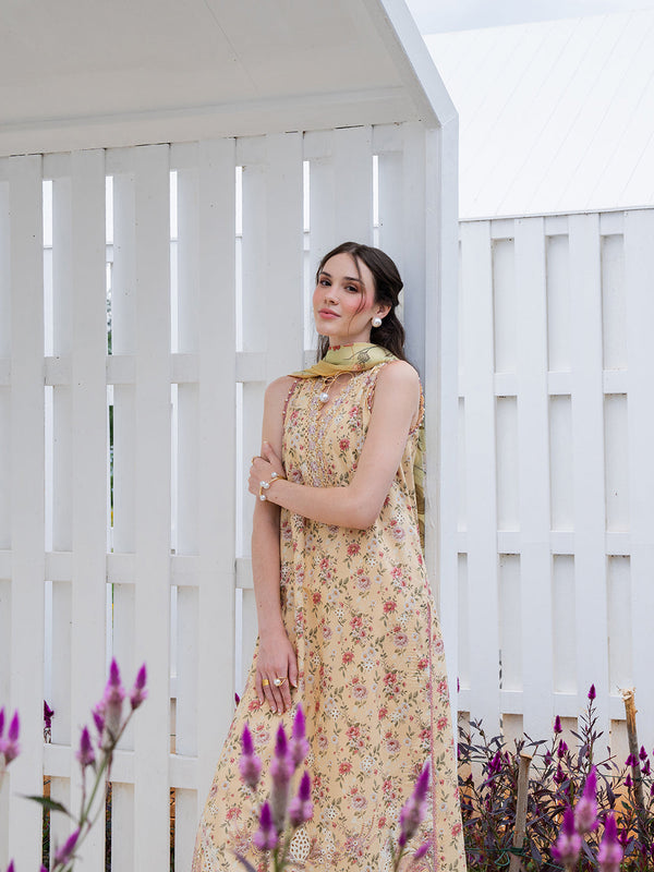 Izel Lawn Embroidered & Printed 3 Piece Dress - 1946