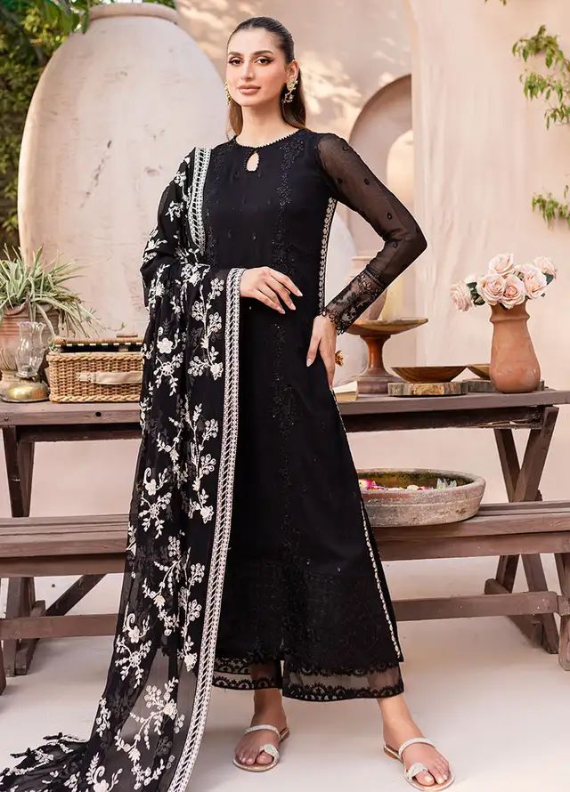 Azure Black Sami Pure Chiffon Formal Collection 3pc