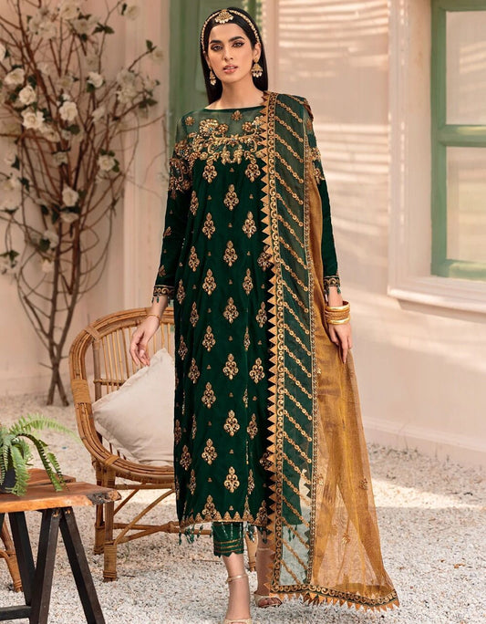 Eman Adeel Formal Velvet  Dress Design No : 1527