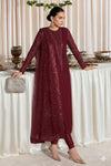 HUSSAIN REHAR FORMAL RAW SILK SUIT - 1830 MAROON