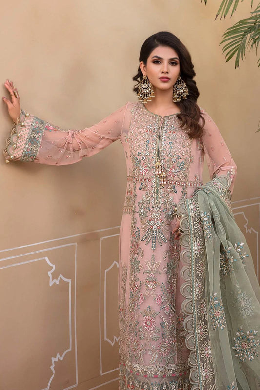 Organza Tissue Peach Dress 774 – Pakistan Bridal Dresses