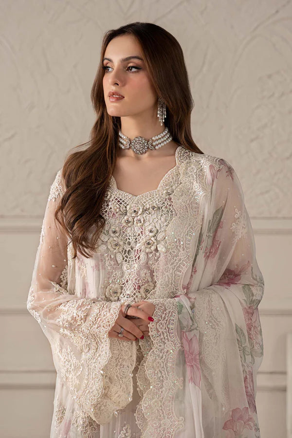 Maria B Chiffon Embrodiered & Digital Printed 4 Piece Dress - 1909