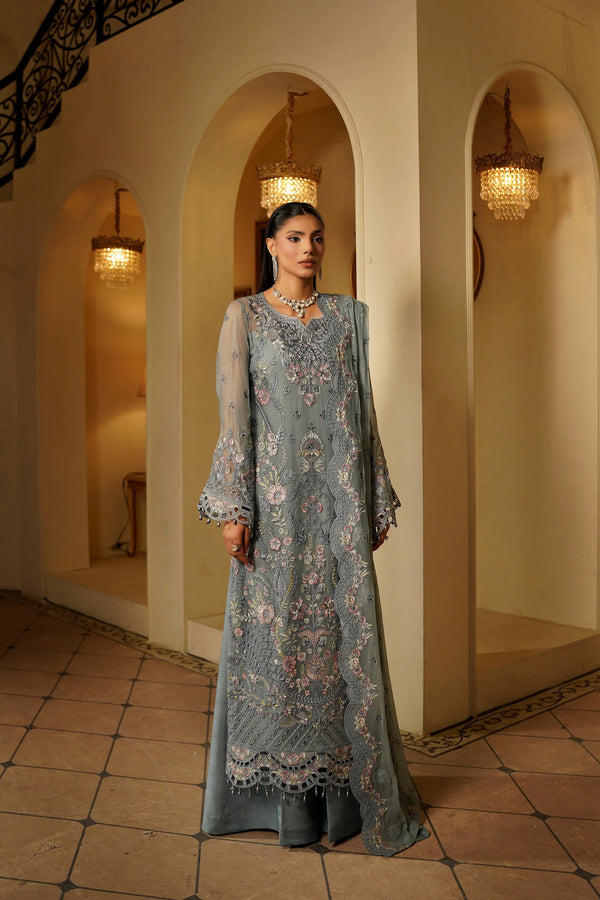Maryums Chiffon Embroidered 3 Piece Dress - 1953