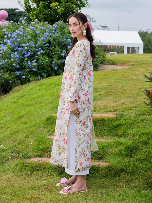 Crimson Lawn Chikankari Embroidered & Printed 3 Piece Dress- 1936