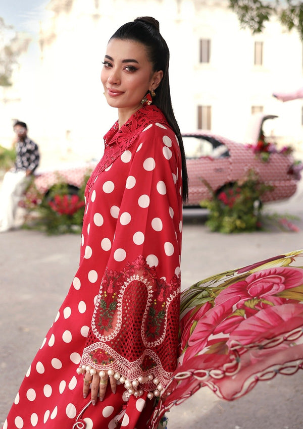MARIA B LAWN EMBROIDERED & PRINTED 3 PIECE DRESS | 1957 RED