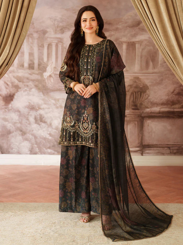 Mohagni Lawn Embroidered & Printed 3 Piece Dress - 1911
