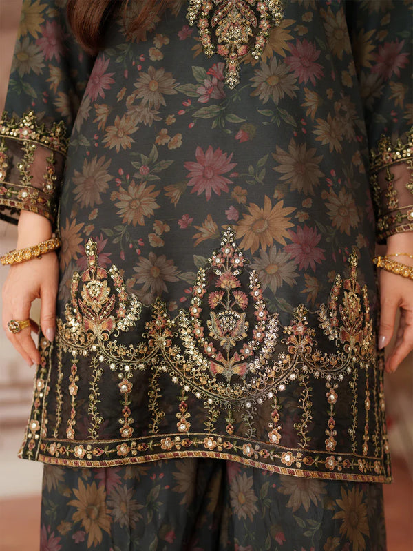 Mohagni Lawn Embroidered & Printed 3 Piece Dress - 1911