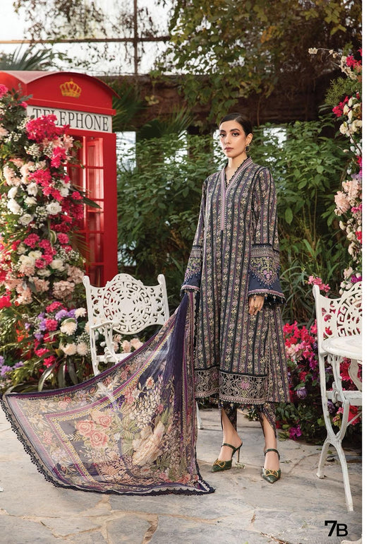 Maria b mprint Lawn Dress - Design No:-2107B/B-B-24 - Eastern Fashion