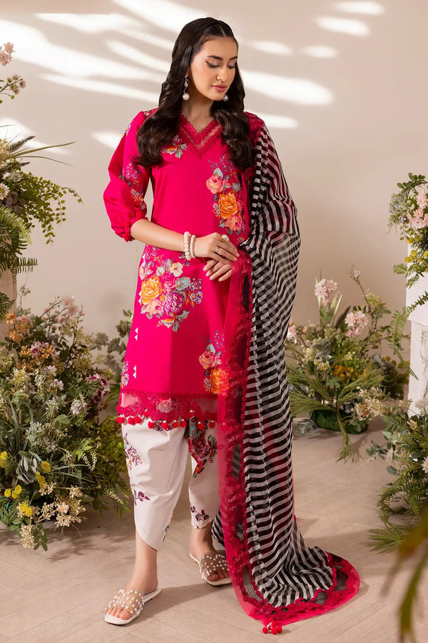 Charizma Lawn Embrodiered & Printed 3 Piece Dress - 1930